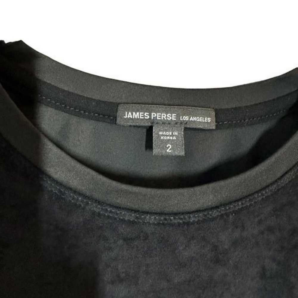 James Perse Womens black velvet t-shirt size 2 Me… - image 3