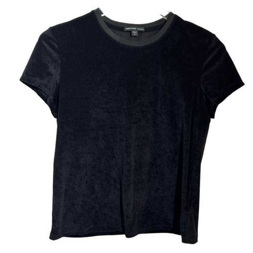 James Perse Womens black velvet t-shirt size 2 Me… - image 6