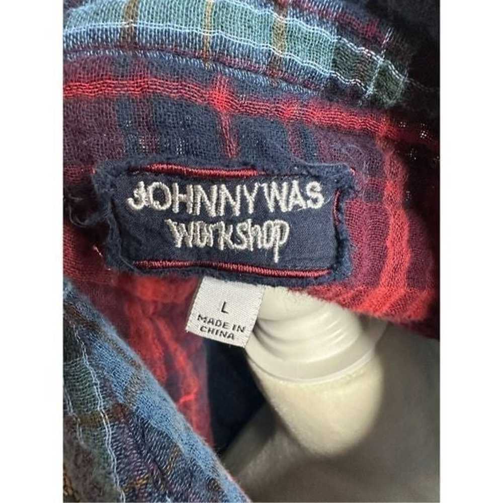 Johnny Was Plaid Mixed Panel Botanical Button Dow… - image 6