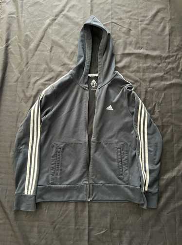 Adidas Adidas Black Striped Zipper Hoodie