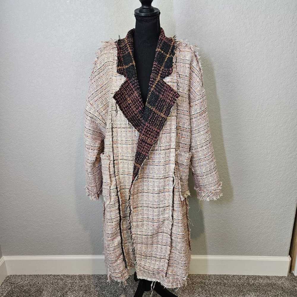 POL Multicolor Tweed Long Oversized Open Jacket S… - image 1