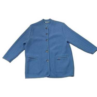 Smoking Jacket by Eisbar Sky Blue Wool Vintage 70s