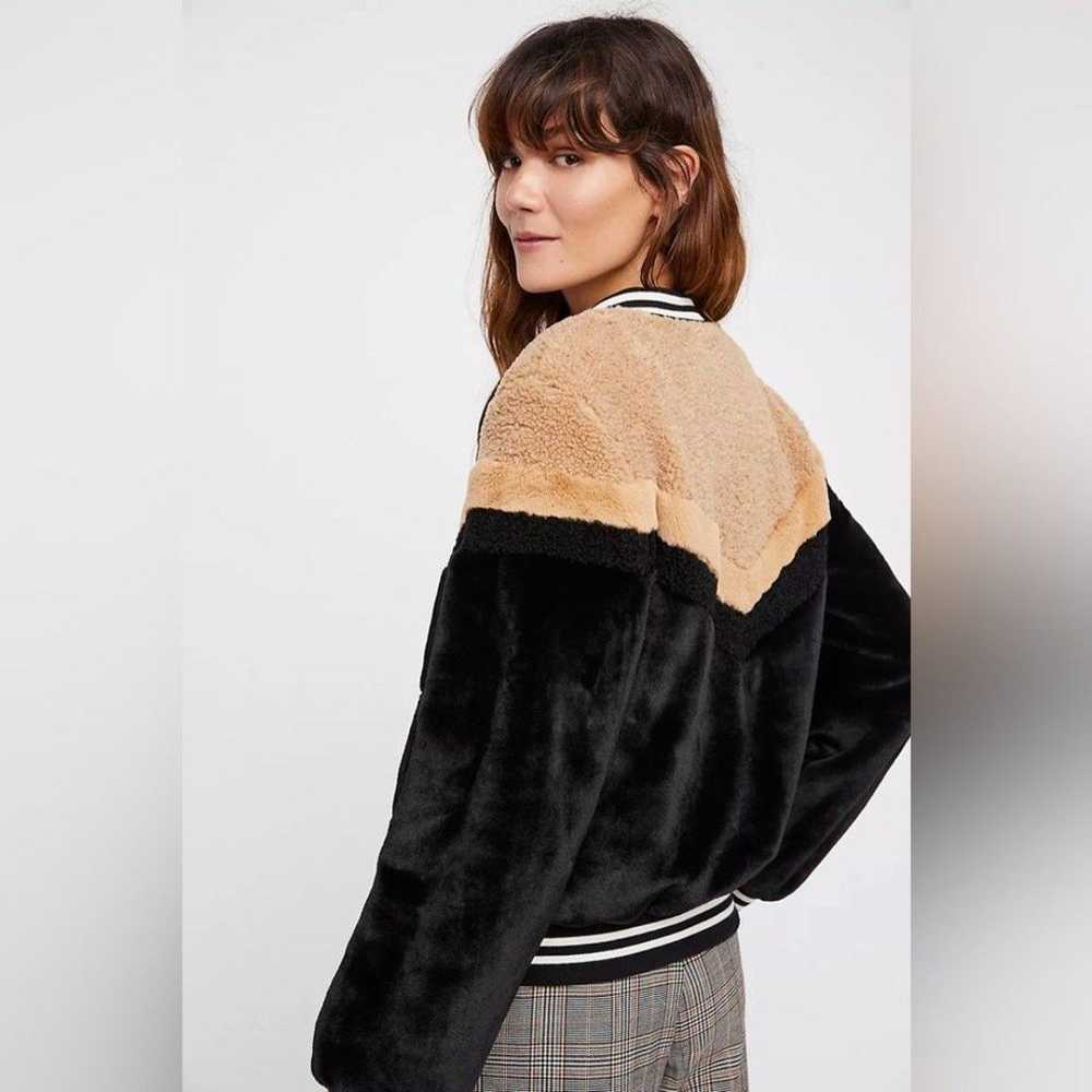 Free People Mixed Faux Fur Bomber Brown Black Sna… - image 2