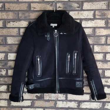 Philosophy black jacket, faux fur & faux sherpa