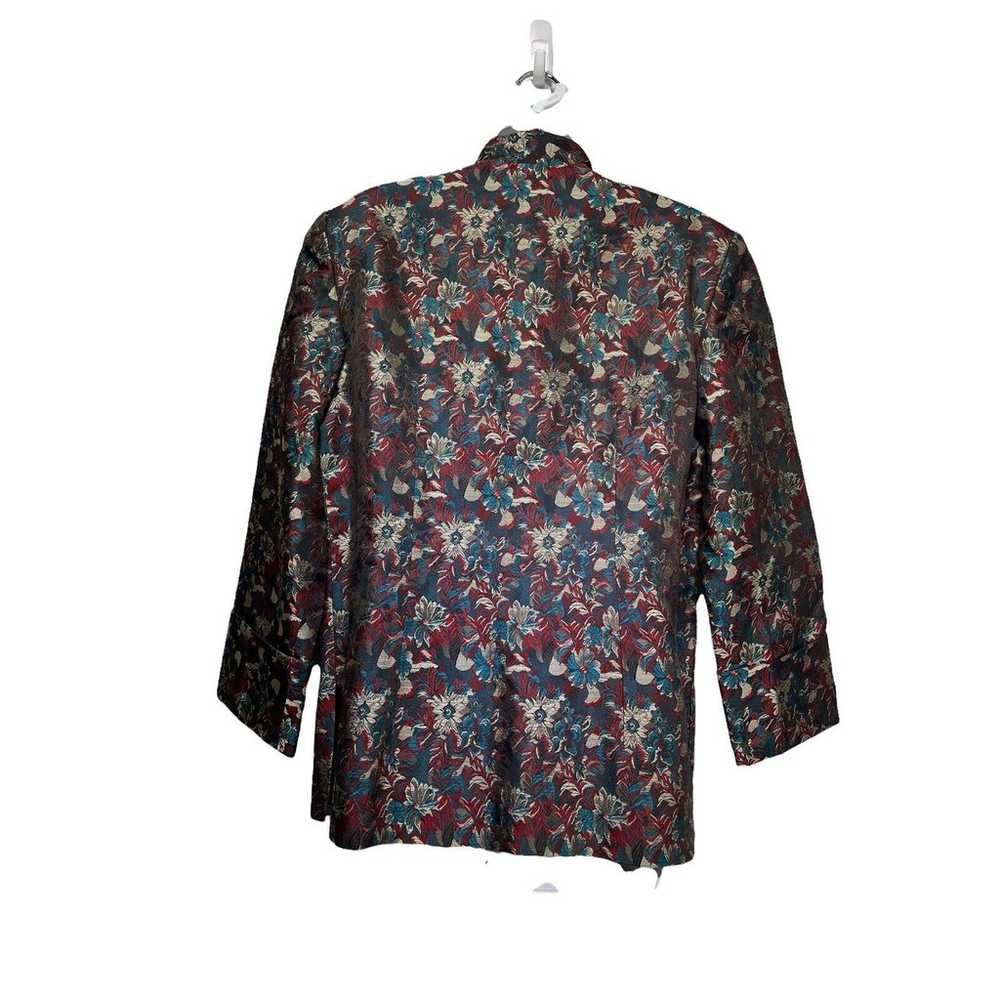 Vintage Lan Vie Asian Brocade Button up long slee… - image 4