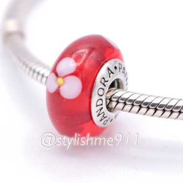 pandora Authentic PANDORA Red Flowers Charm - 7906