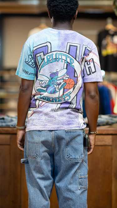 Large 90s Charlotte Hornets AOP T-shirt