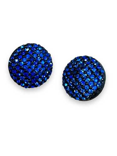 1980s • 1990s Blue Rhinestone Clip On Earrings