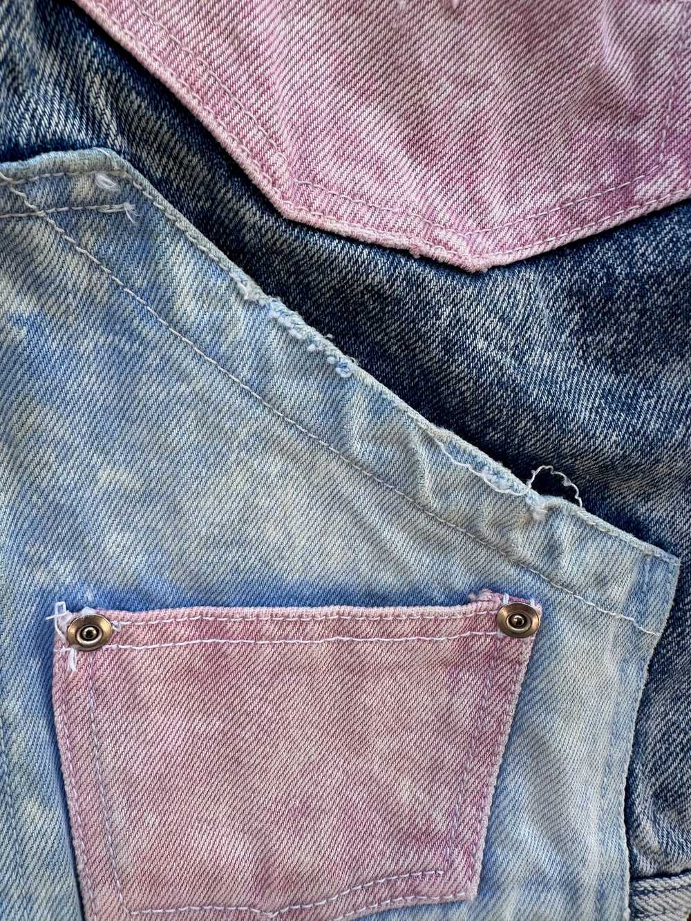 Pink & Blue Color Block Acid Wash Denim Jacket - … - image 2