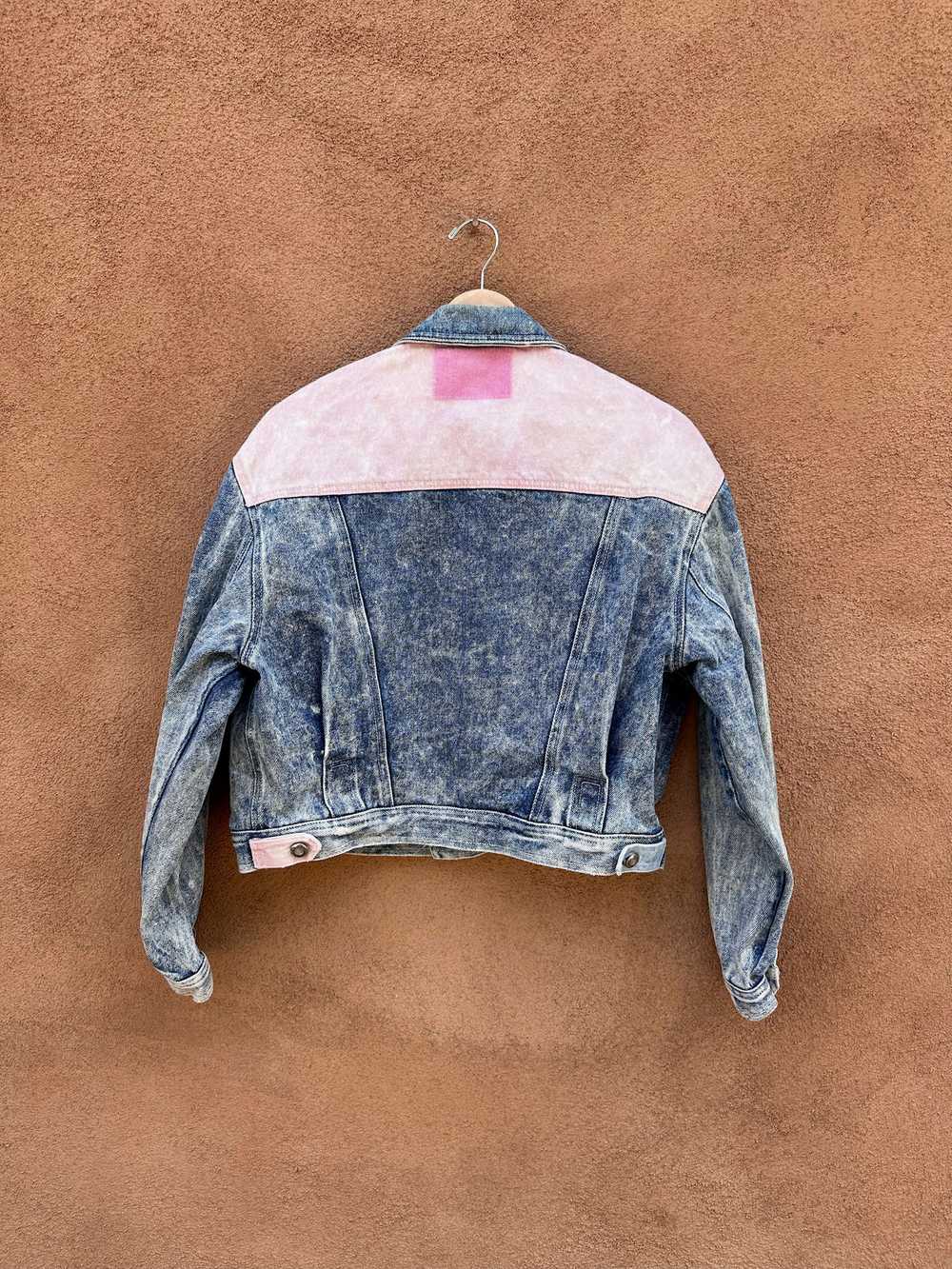 Pink & Blue Color Block Acid Wash Denim Jacket - … - image 3