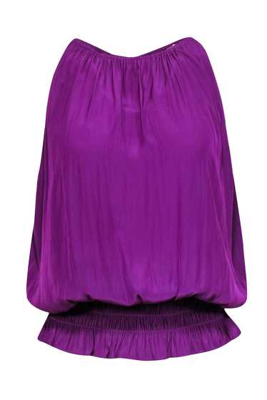 Ramy Brook - Purple Satin Ruched Sleeveless Top Sz