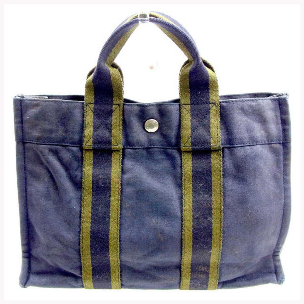 Hermes Tote Bag Handbag Pm Fool Toe Navy Green Co… - image 1