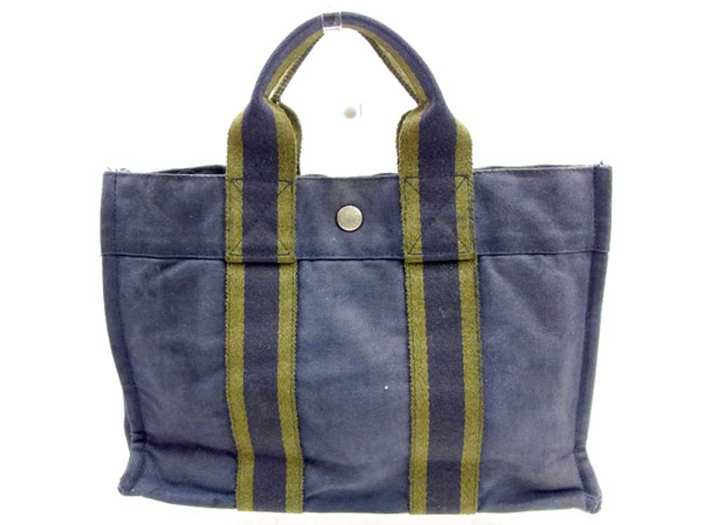 Hermes Tote Bag Handbag Pm Fool Toe Navy Green Co… - image 2