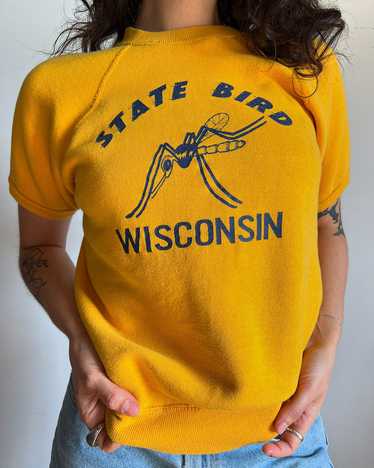 Vintage Wisconsin State Bird Short Sleeved Sweate… - image 1