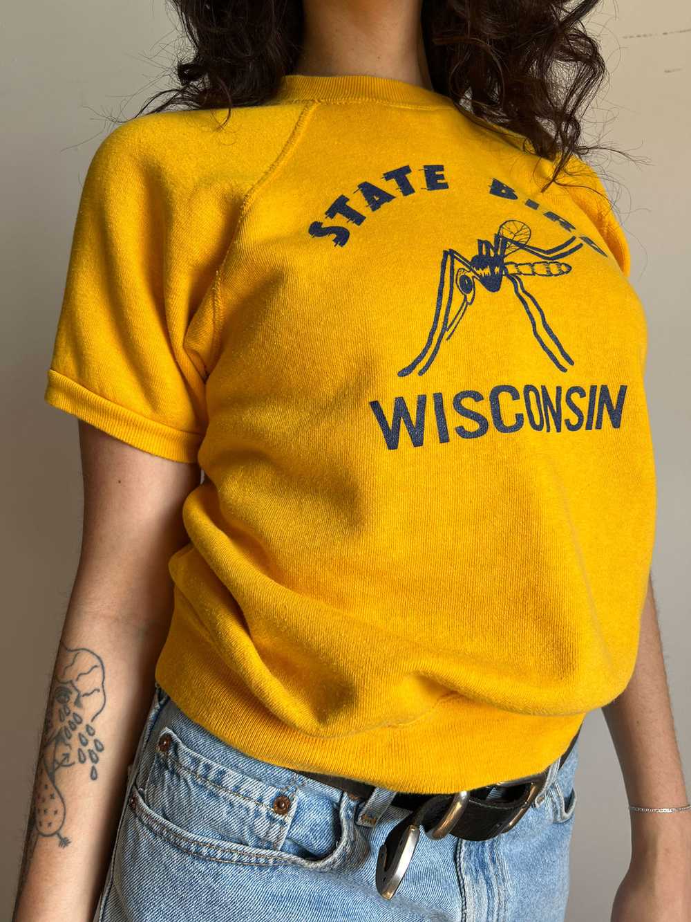 Vintage Wisconsin State Bird Short Sleeved Sweate… - image 3