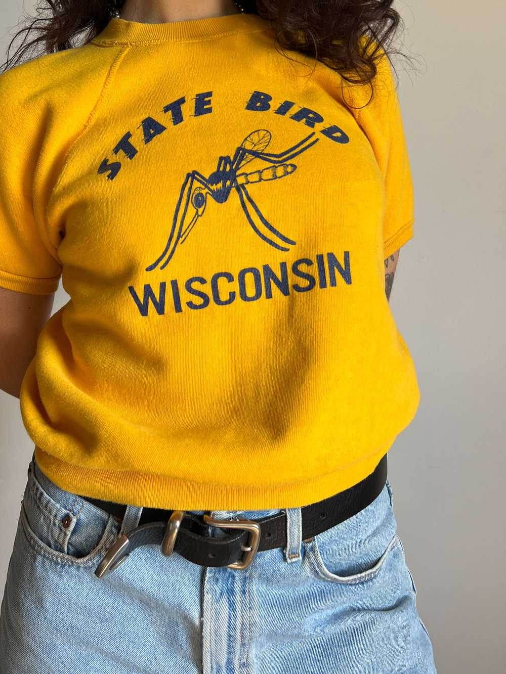 Vintage Wisconsin State Bird Short Sleeved Sweate… - image 4