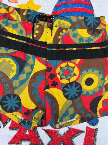Vintage 1960's 1970's Geometric Print Beach Shorts