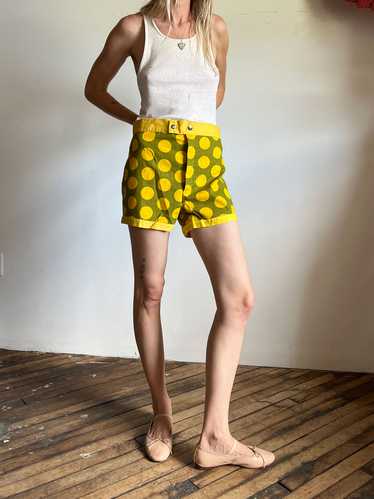 Vintage 1960's 1970's Polka Dot Beach Shorts, Summ