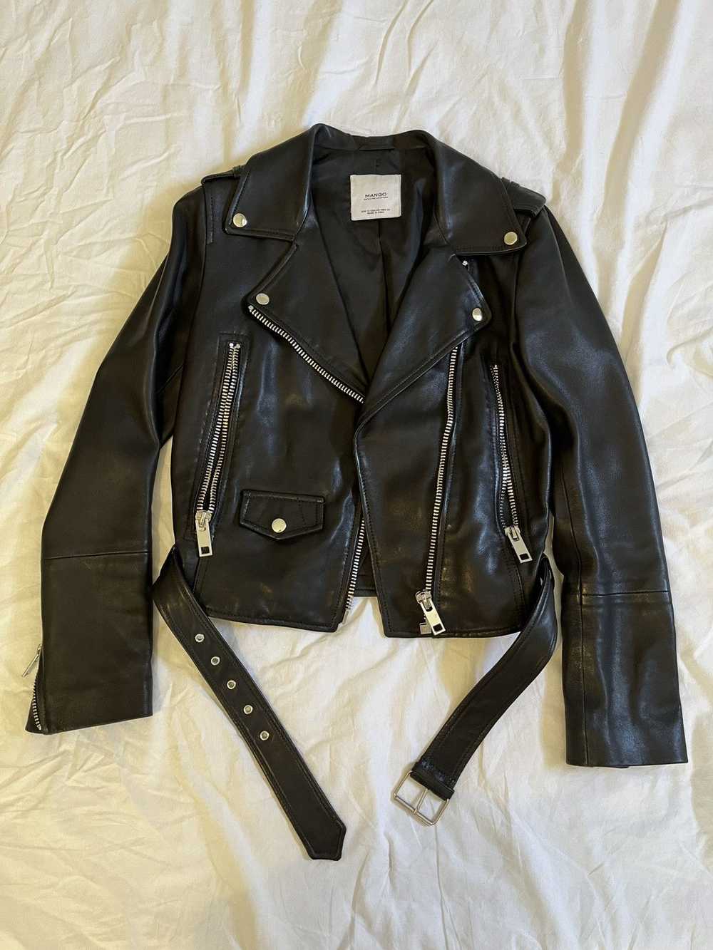 Mango Mango 100% Sheep leather Biker Jacket - image 1