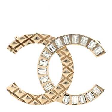 CHANEL Baguette Crystal Quilted CC Brooch Gold