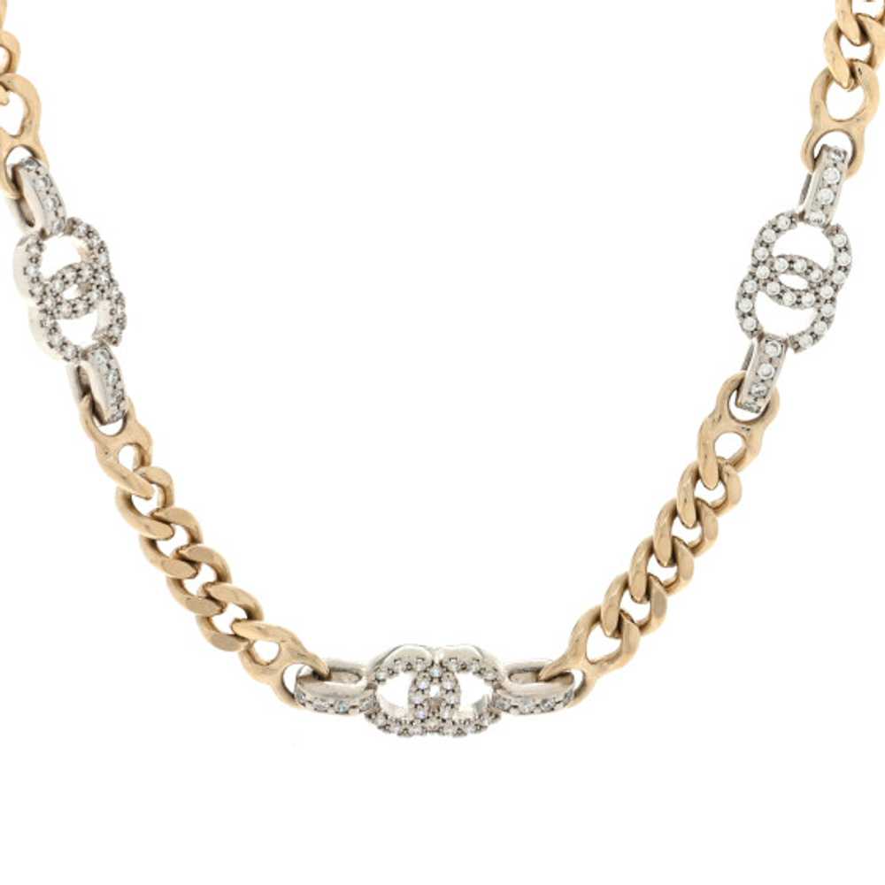 CHANEL Crystal CC Chain Links Choker Necklace Gold - image 1