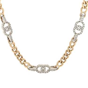 CHANEL Crystal CC Chain Links Choker Necklace Gold - image 1