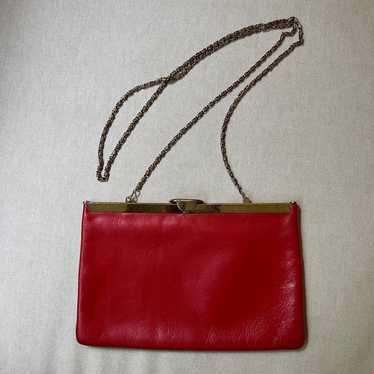 ETRA Vintage Red Leather Poinsettia Purse