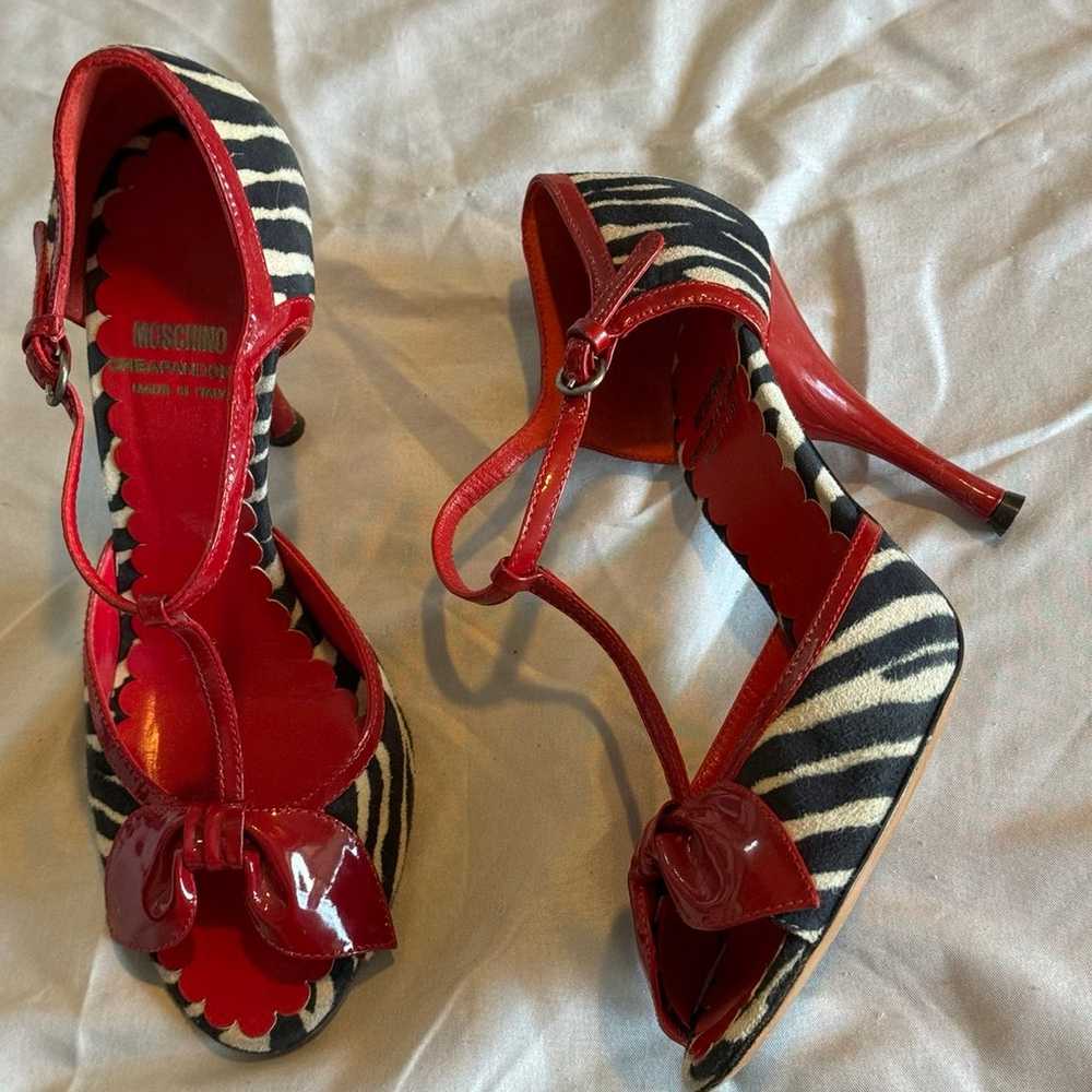 Moschino Red & Zebra Print Heels - Size 6 - image 3