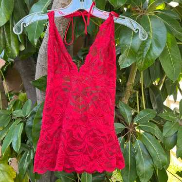 Halter red lace top.