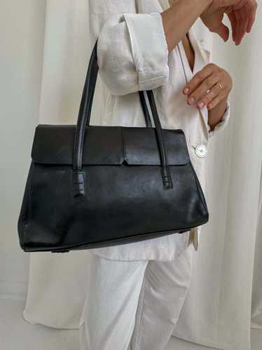 Vintage Leather Shoulder Bag - Noir