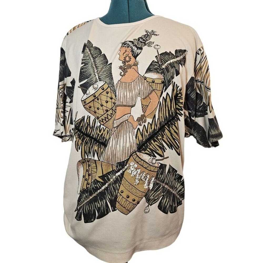 blouse top vintage womens safari woman animal pri… - image 7