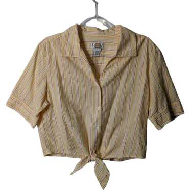 Vintage 80's Talbots Camp Shirt Cropped Tie Waist… - image 1