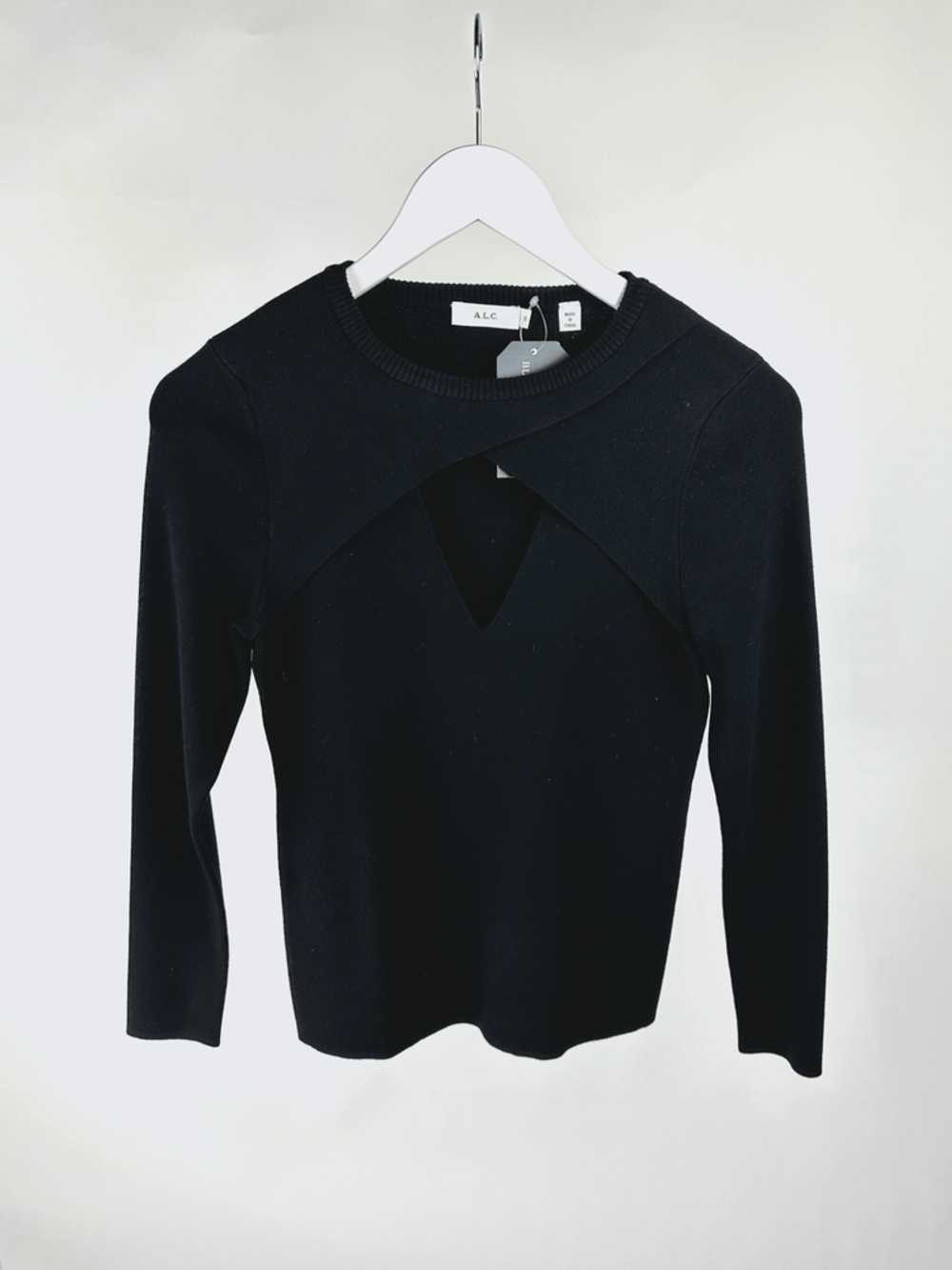 A.L.C. A.L.C. Curtis Black Rib-Knit Cutout Sweater - image 1