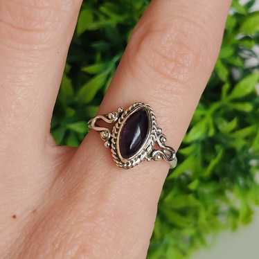 925 Sterling Silver Marquise Amethyst Ring