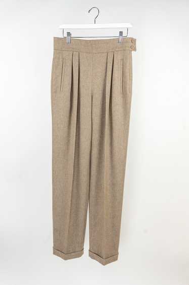 Escada Vintage Taupe Wool Pleated Trousers