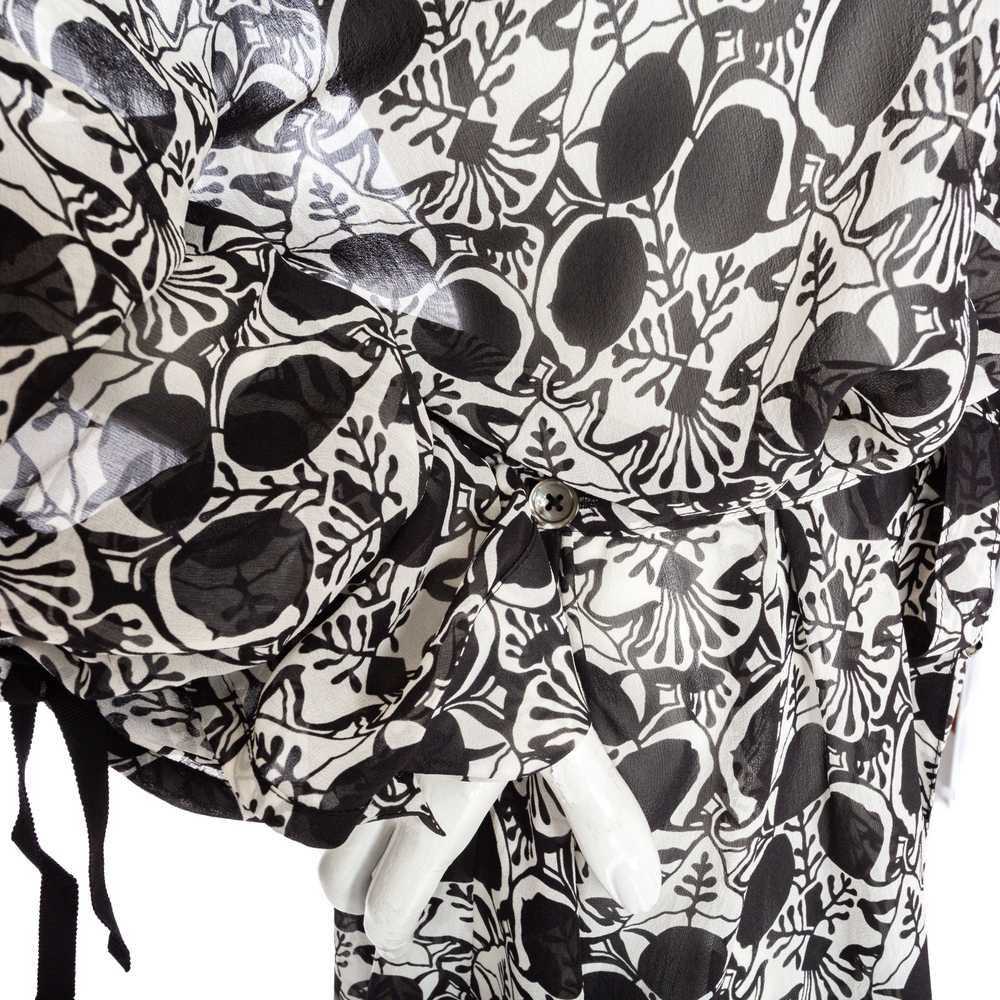 2014 Black and White Silk Botanical-Print Caftan … - image 10