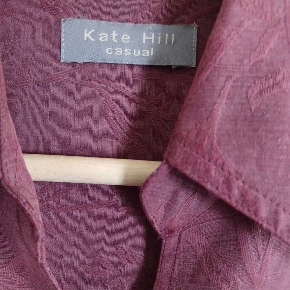 Kate Hill Casual Linen/Silk Blend Plum Jacquard S… - image 4