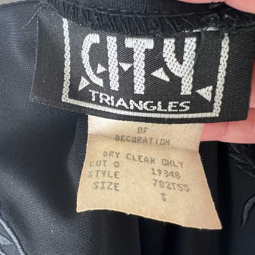 Vintage City Triangles Black Slip Dress Long 90s … - image 8