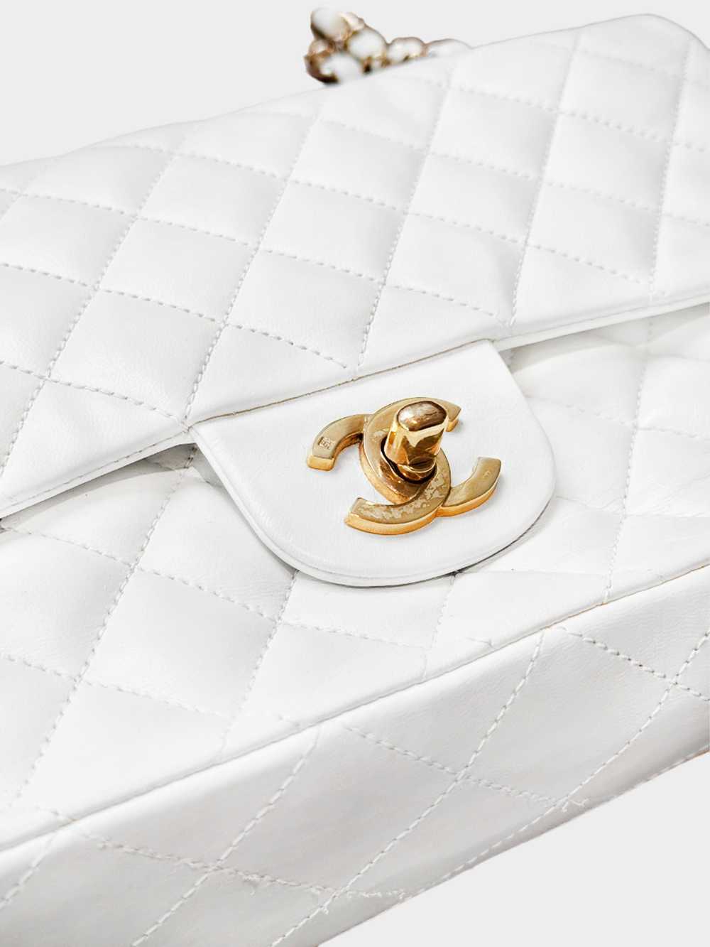 Chanel 2000s White Lambskin Leather Flap Bag - image 4