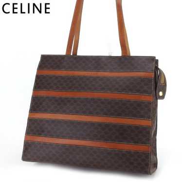 Celine Tote Bag Back Shoulder Macadam Brown Beige… - image 1