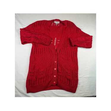 Vintage Izod Sweater Womens Small Red Cardigan Y2… - image 1