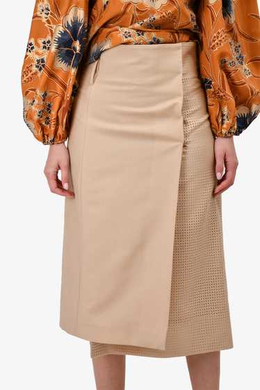 Fendi Beige Perforated Panel Midi Skirt Size 42