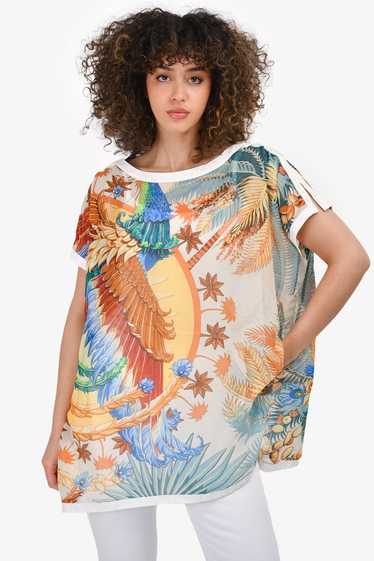 Hermès Multicoloured Bird Printed Side-Button Det… - image 1
