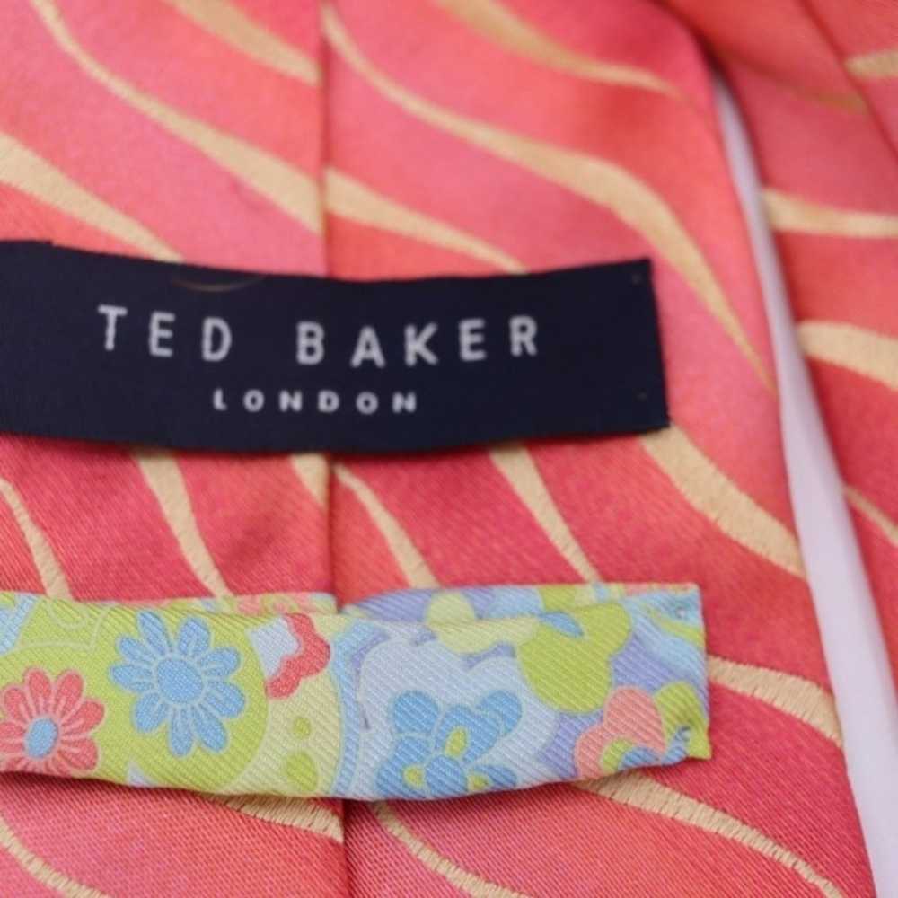 Ted Baker London Red Swirl Wavey Stripe Silk Neck… - image 3