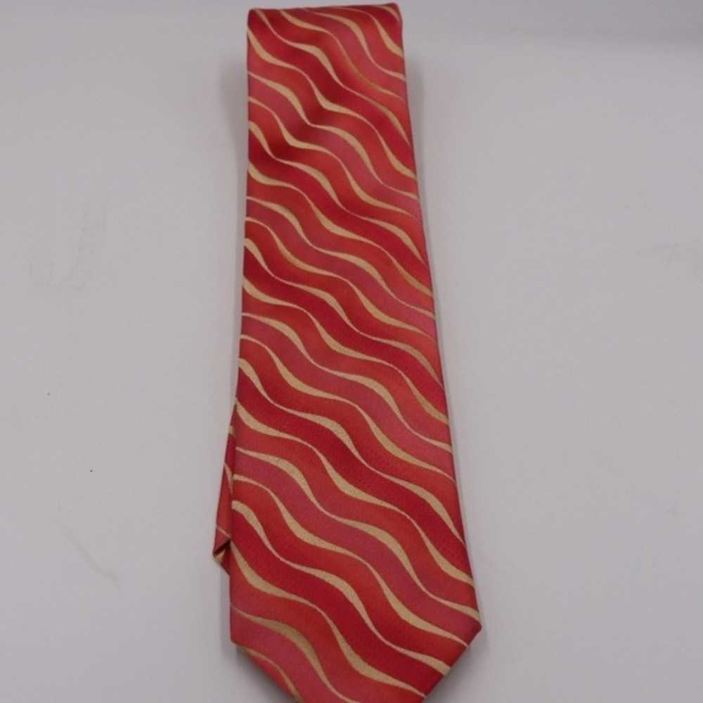 Ted Baker London Red Swirl Wavey Stripe Silk Neck… - image 5