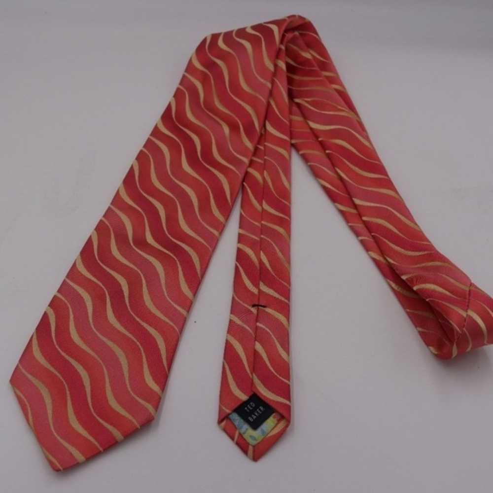 Ted Baker London Red Swirl Wavey Stripe Silk Neck… - image 6
