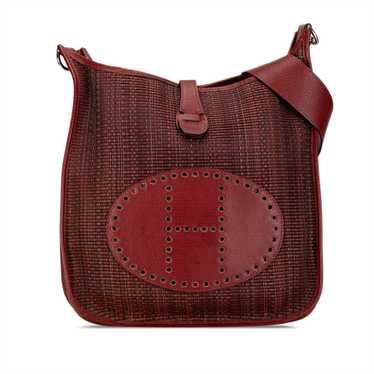 Red Hermès Toile Evelyn GM Shoulder Bag