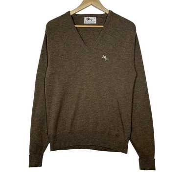 Vintage Steeplechase Brown V-Neck Pullover Sweater