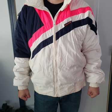 90s White Blue and Pink Ski Jacket