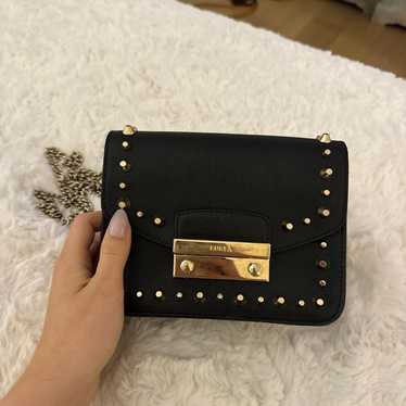 Furla metropolis studded black bag